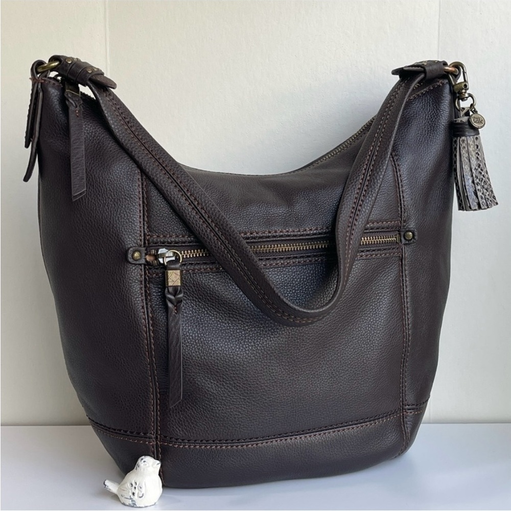 The Sak Sequoia Brown Genuine Leather Hobo Shoulder Bag